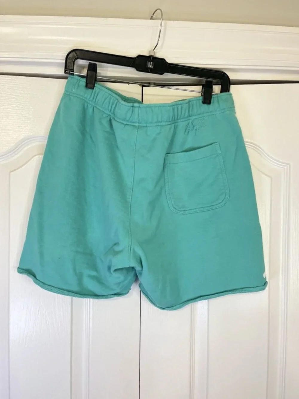 Mens Fleece Shorts Jordan Essentials Sz M Washed Teal Jumpman Logo Raw Hem Terry